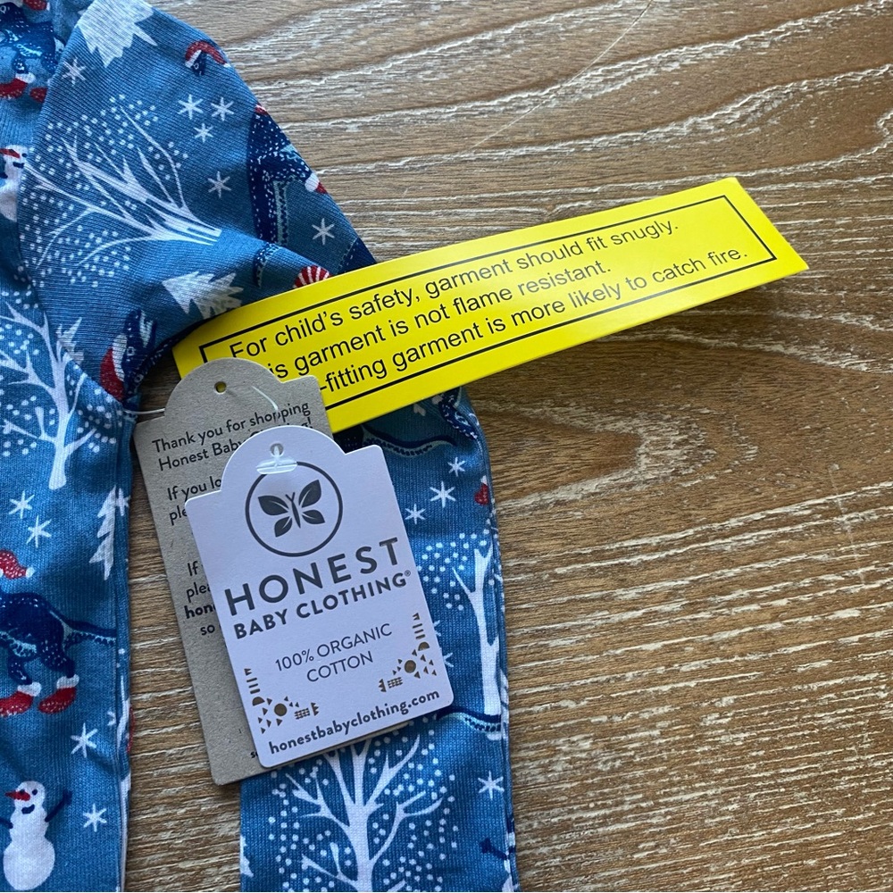 *NWT* Honest Baby Clothing 100% Organic Cotton Christmas Dinosaur Pajama Set 3T - Picture 7 of 14